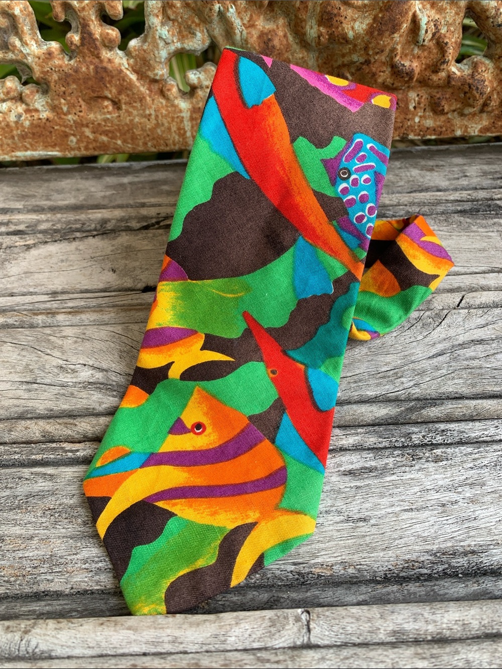 Vintage Vertigo 90’s Psychedelic Fish Print Men's Tie